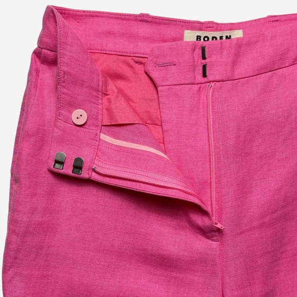 Boden Linen Ankle Pants Size 2L Straight Leg Trouser Sangria Sunset Pink 2 Tall - Picture 9 of 15